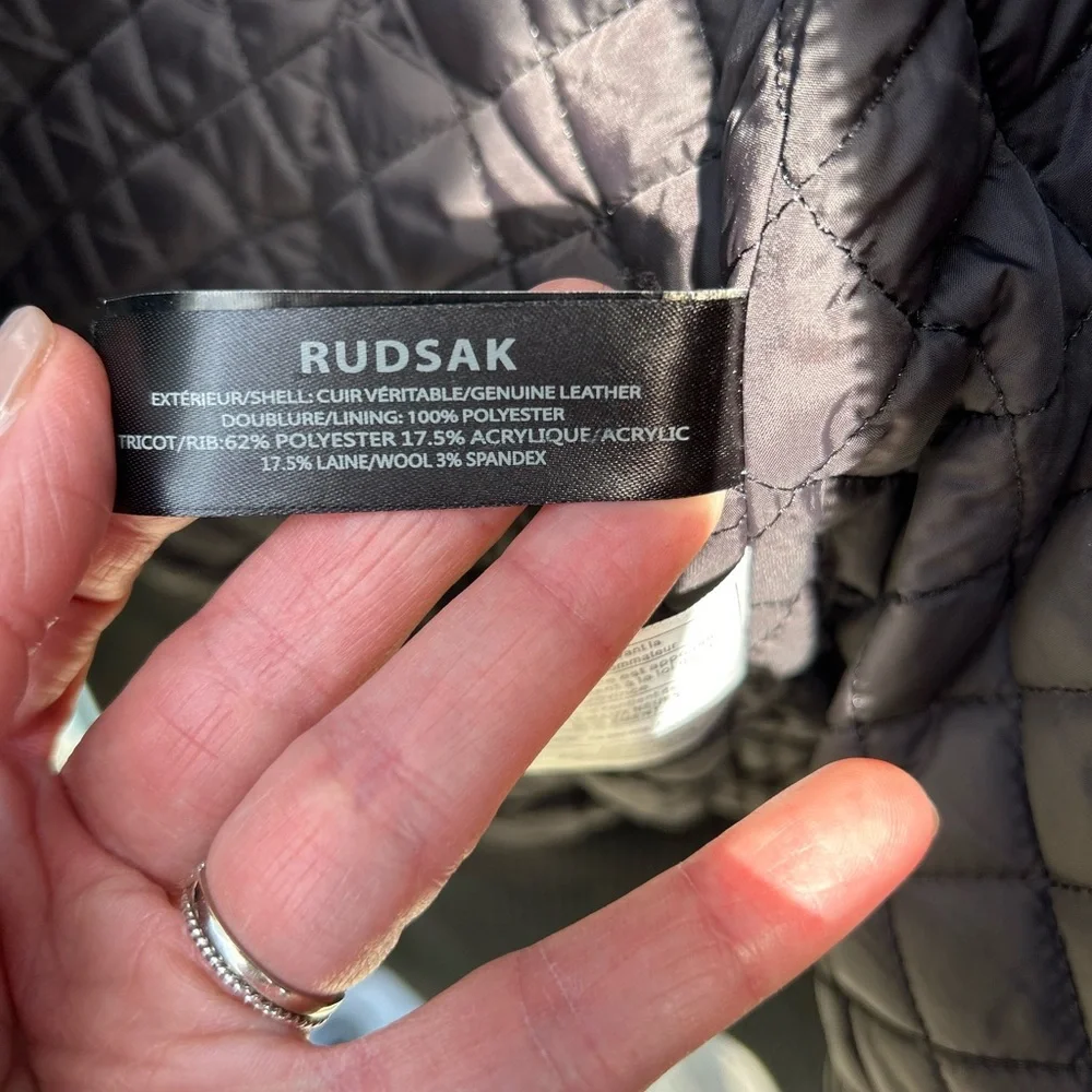 RUDSAK Quilted Black Real Leather Jacket (High collar hidden hood) - Picture 8 of 15